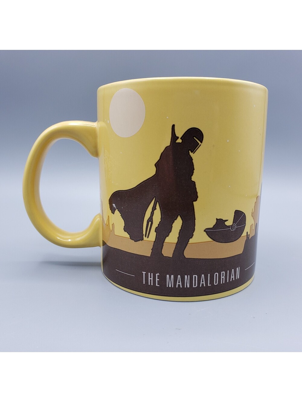 Star Wars The Mandalorian Silhouette Mug Coffee Cup Yellow 20 oz Ceramic Tea